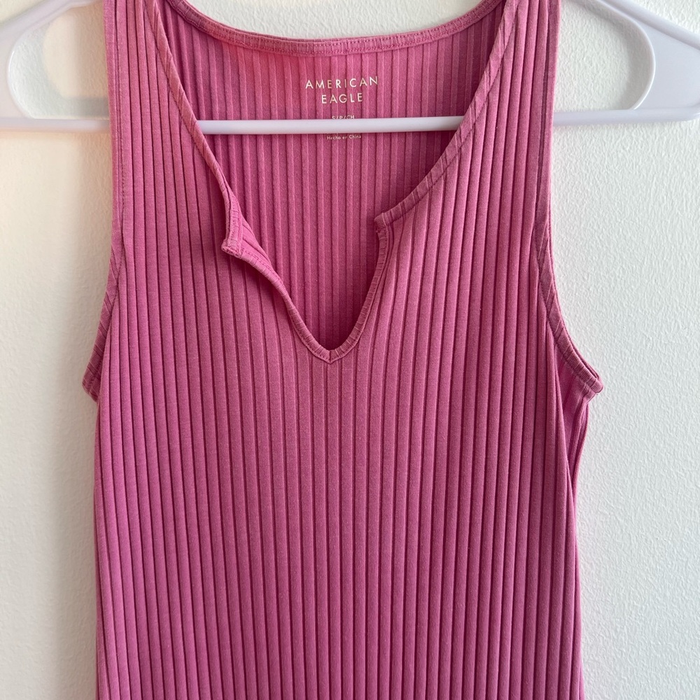 Pink Ribbed Sleeveless Mini Dress - Picture 2 of 3